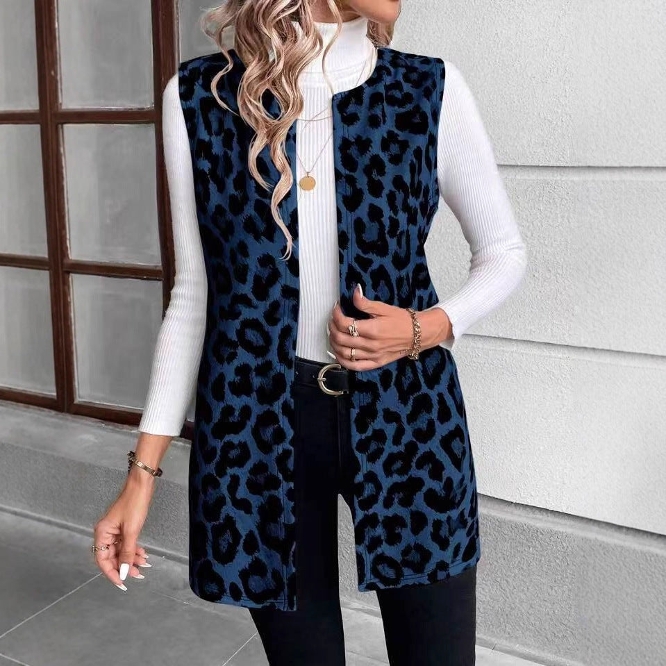 Damen Mode Weste mit Leopardenmuster EB