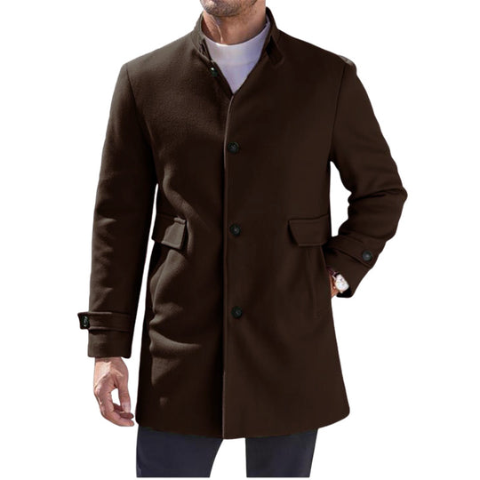 Herren eleganter Mantel mit praktischem Stehkragen und Taschen EB