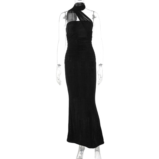 Damen Elegantes Abendkleid mit schulterfreiem Halterdesign und figurschmeichelnder Drapierung EB