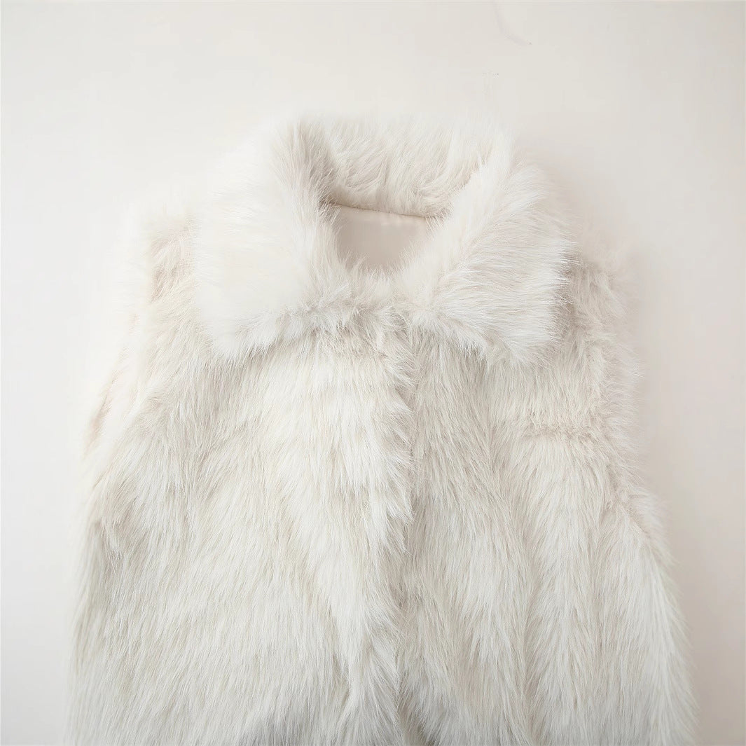 Damen elegante Kunstfellweste EB