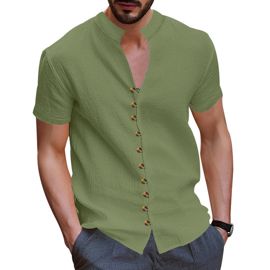 Herren Kurzarmhemd mit modernen Knopfdetails EB