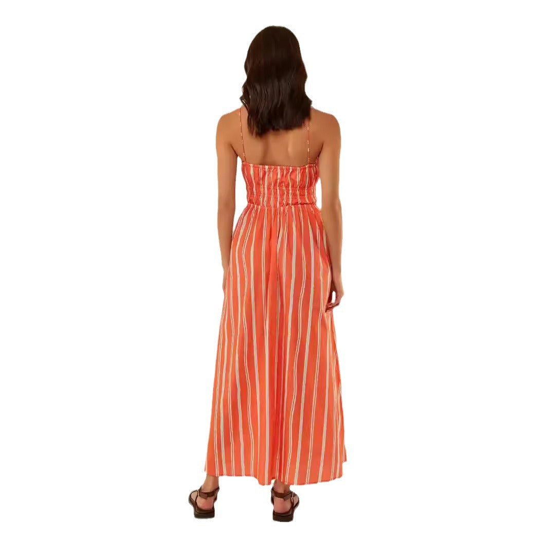 Damen Maxikleid mit elastischem Bund und verspieltem Blumenmuster EB