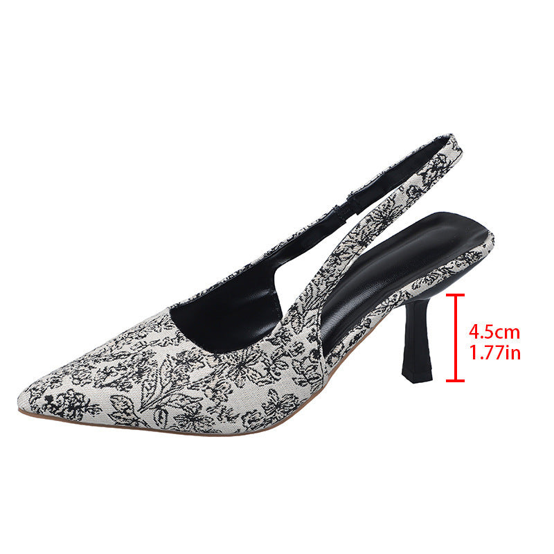 Damen Slingback-Pumps mit floralem Muster und elegantem Absatz EB