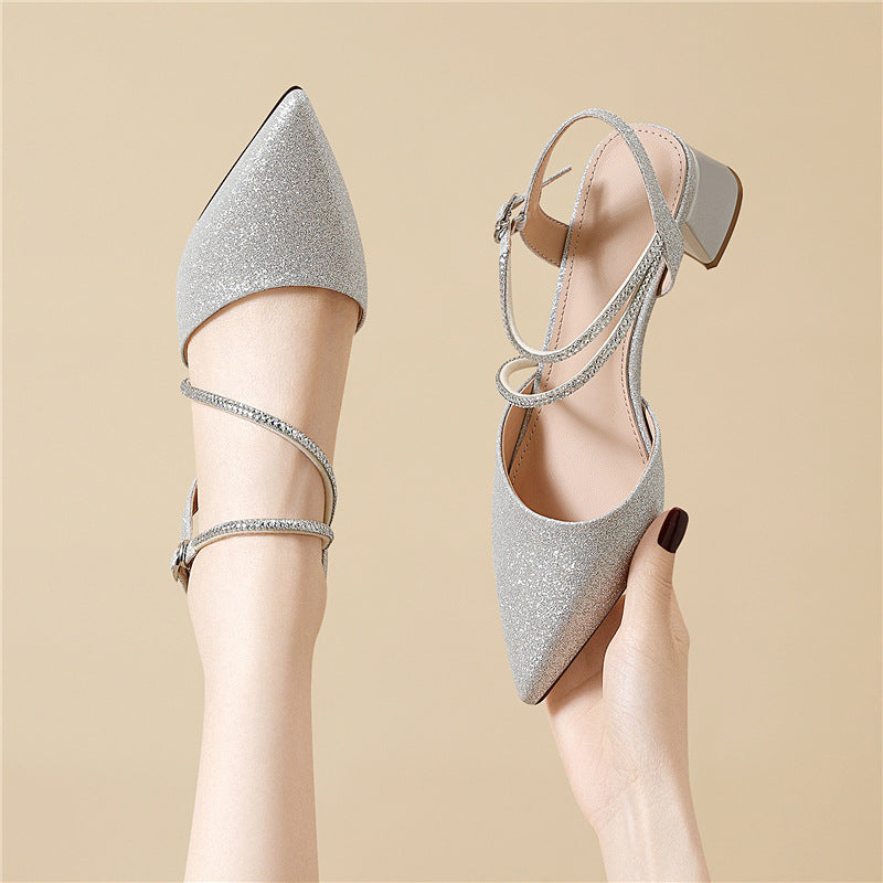Damen Elegante und funkelnde Absatzschuhe mit raffiniertem Riemen von EB