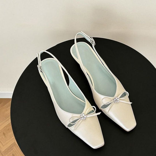Damen Slingback Ballerinas mit zierlichem Schleifendetail EB