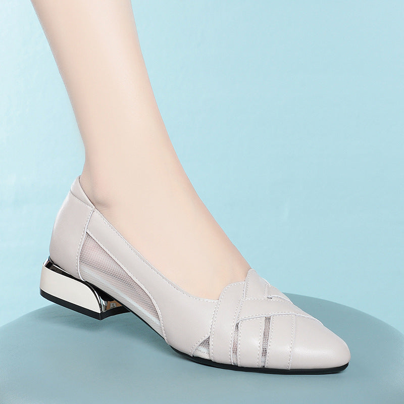 Damen Elegante Ballerinas mit modischem Faltendesign und komfortablem Blockabsatz EB