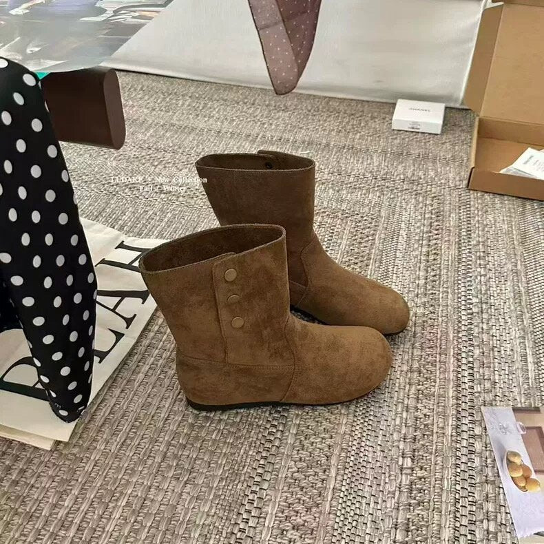 Damen Elegante Stiefel mit modischer Knopf-Dekoration EB