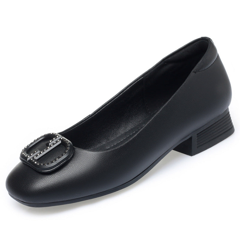 Damen Elegante Ballerinas mit modischem Strassdetail und komfortablem Blockabsatz EB