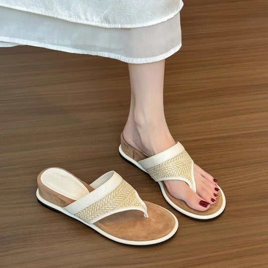 Damen modische Sommerschlappen mit geflochtenem Riemen und ergonomischer Sohle EB