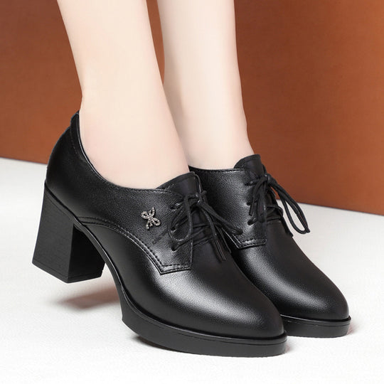 Damen Elegante Schnür-Pumps mit klassischem Blockabsatz und modischer Spitzensilhouette EB