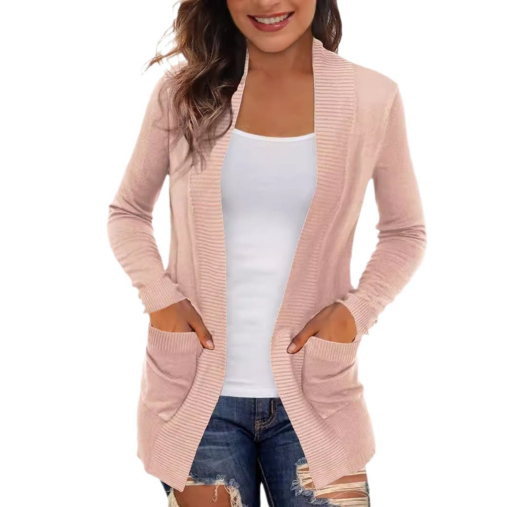 Damen Langärmliger Strickmantel EB