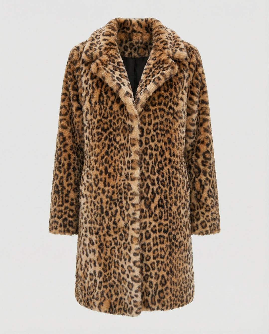 EB | Mantel - Kunstpelz - Oversized Fit - Reverskragen - Leopardenprint
