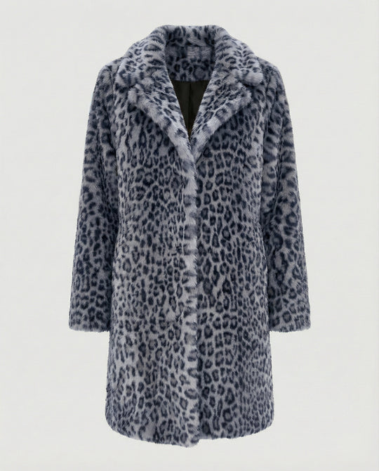 EB | Mantel - Kunstpelz - Oversized Fit - Reverskragen - Leopardenprint