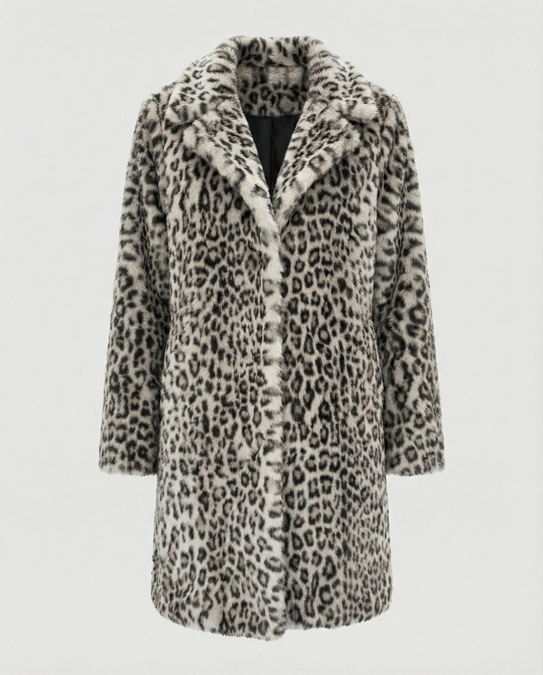 EB | Mantel - Kunstpelz - Oversized Fit - Reverskragen - Leopardenprint