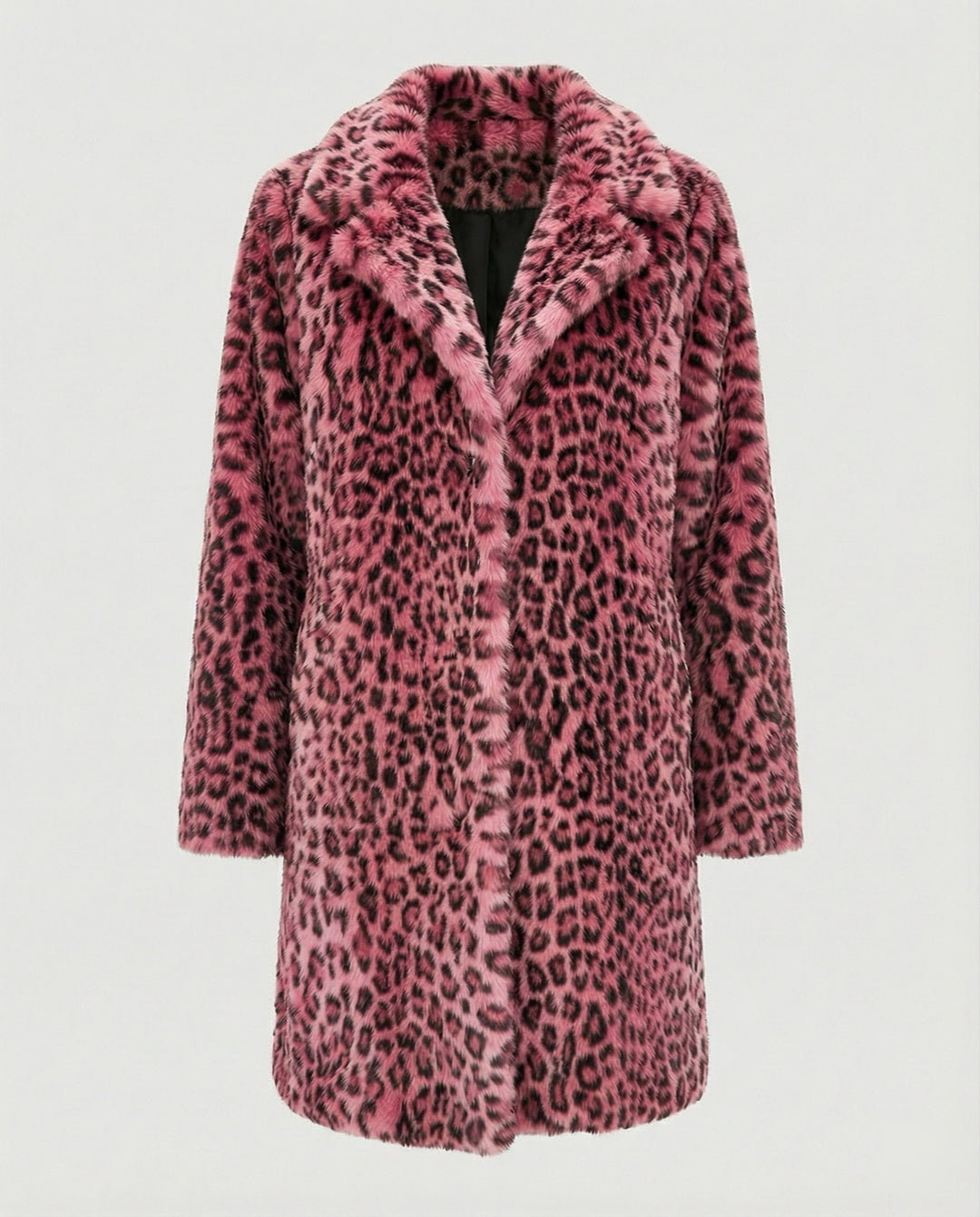EB | Mantel - Kunstpelz - Oversized Fit - Reverskragen - Leopardenprint