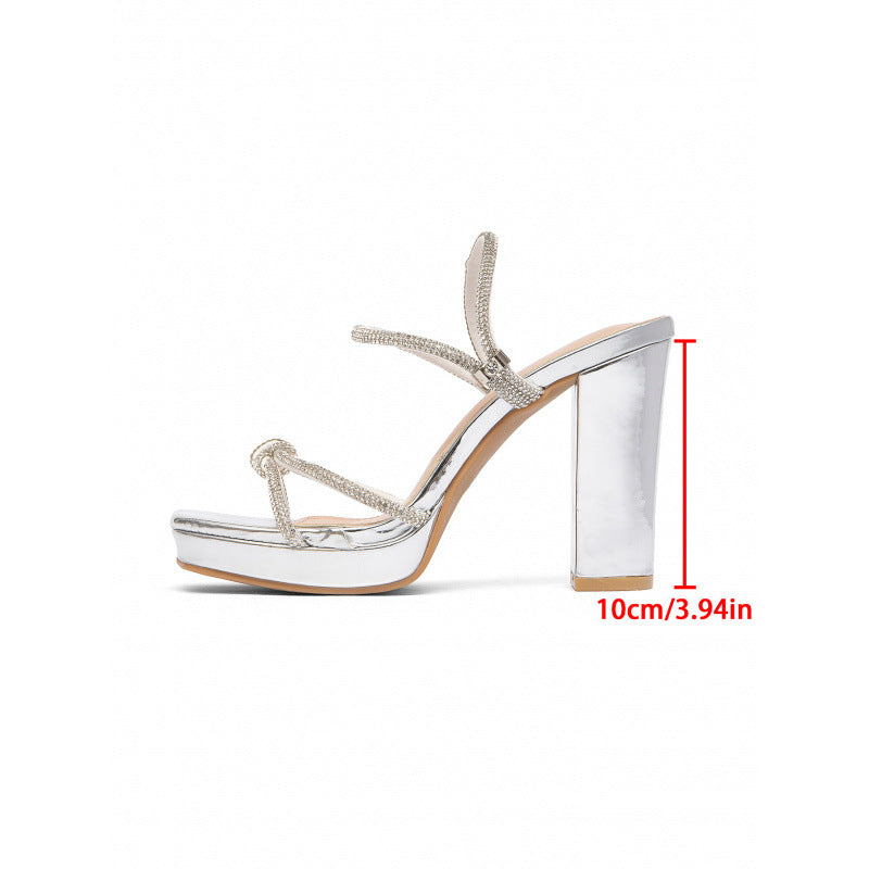 Damen Glamouröse Plateau-Sandalen mit funkelnden Riemchen EB