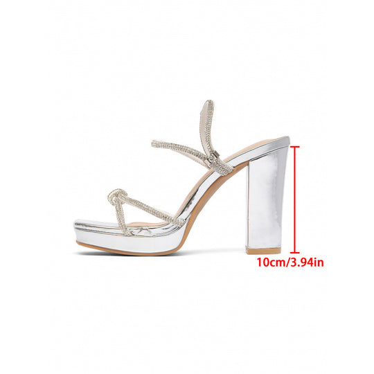 Damen Glamouröse Plateau-Sandalen mit funkelnden Riemchen EB