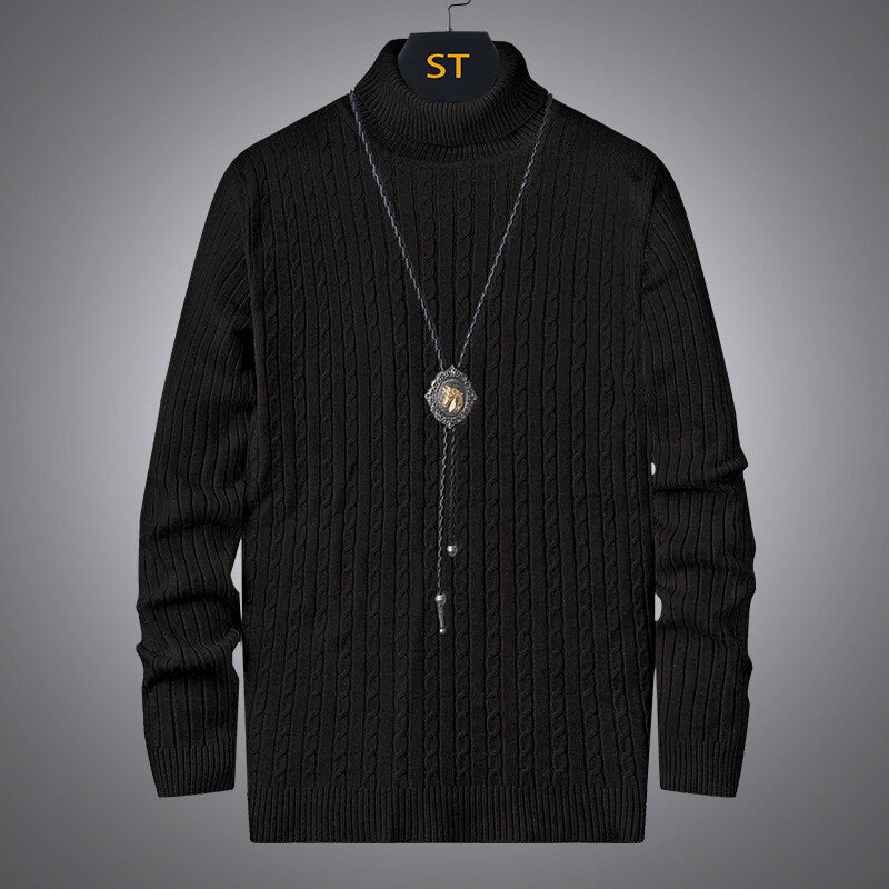 Herren Rollkragenpullover mit strukturiertem Zopfmuster EB