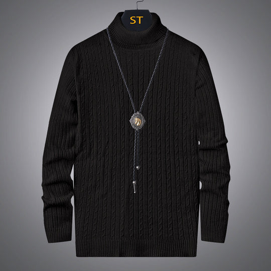 Herren Rollkragenpullover mit strukturiertem Zopfmuster EB