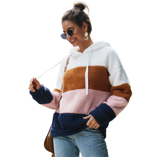 Damen Kuscheliger Fleece-Hoodie mit Farbblockdesign EB