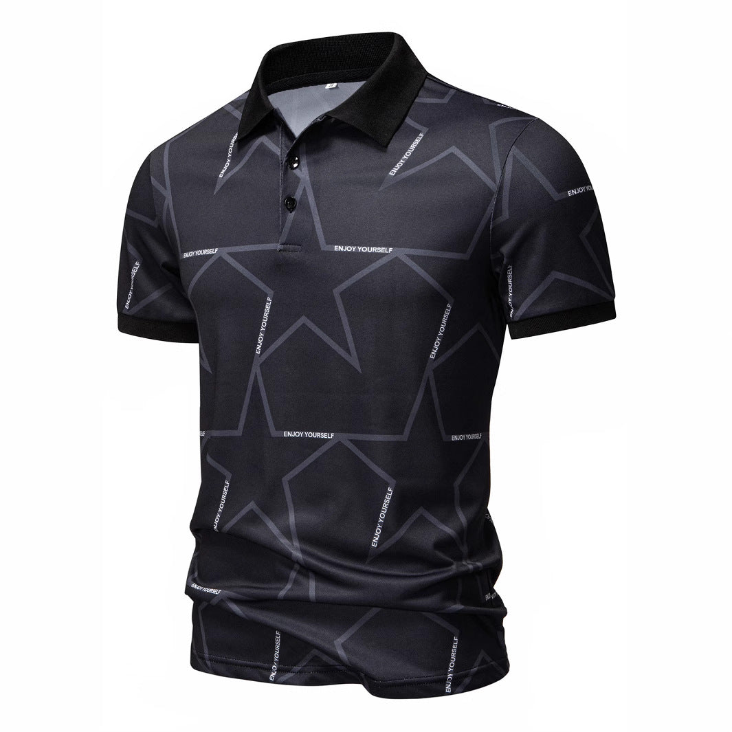 Herren Poloshirt mit modernem Sternen-Design und atmungsaktiven Materialien EB