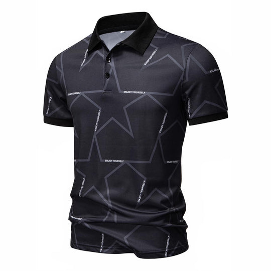 Herren Poloshirt mit modernem Sternen-Design und atmungsaktiven Materialien EB