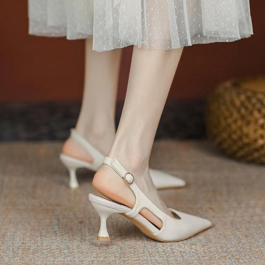 Damen spitze Slingback-Pumps mit elegantem Blockabsatz EB