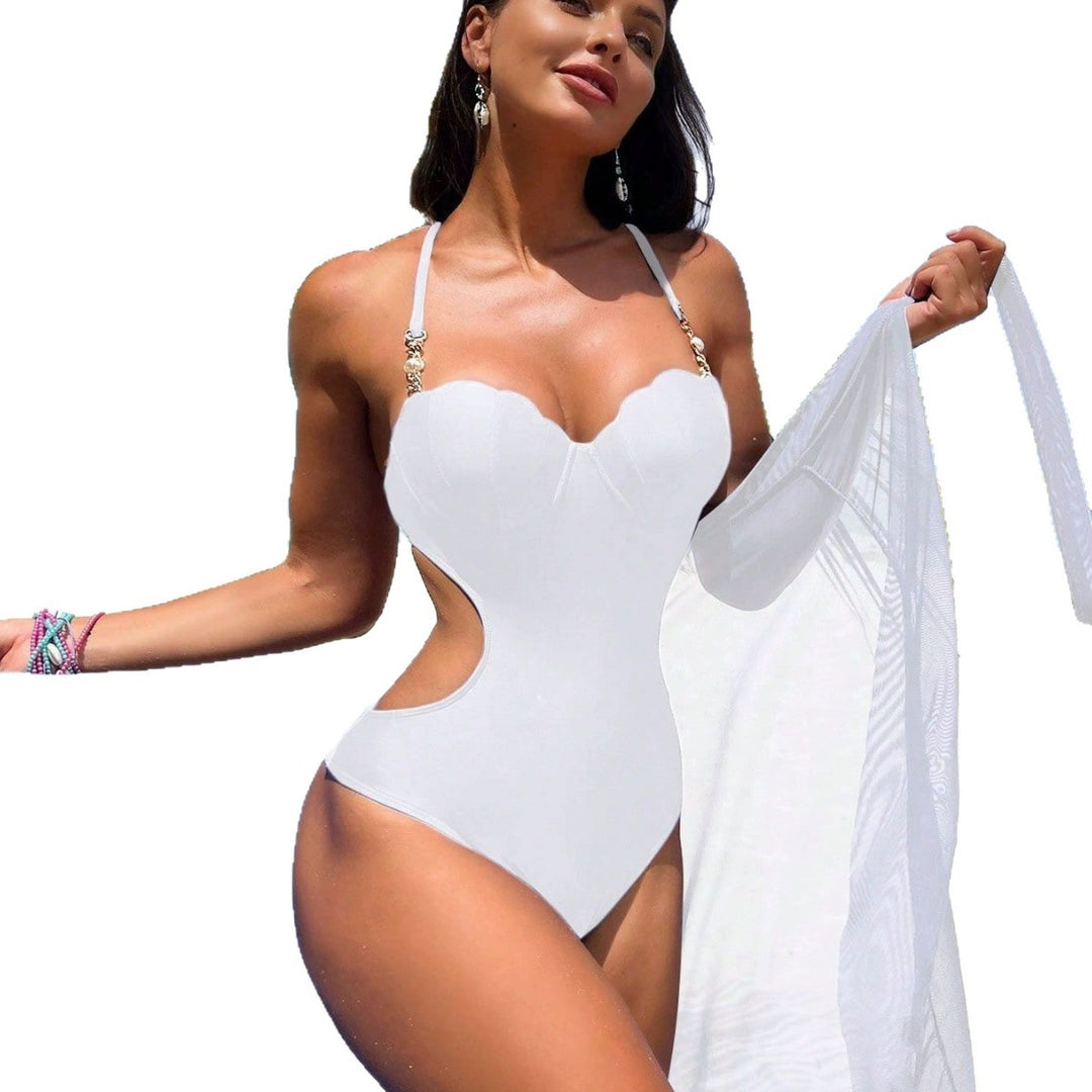 Damen Badeanzug mit transparentem Maxikleid EB