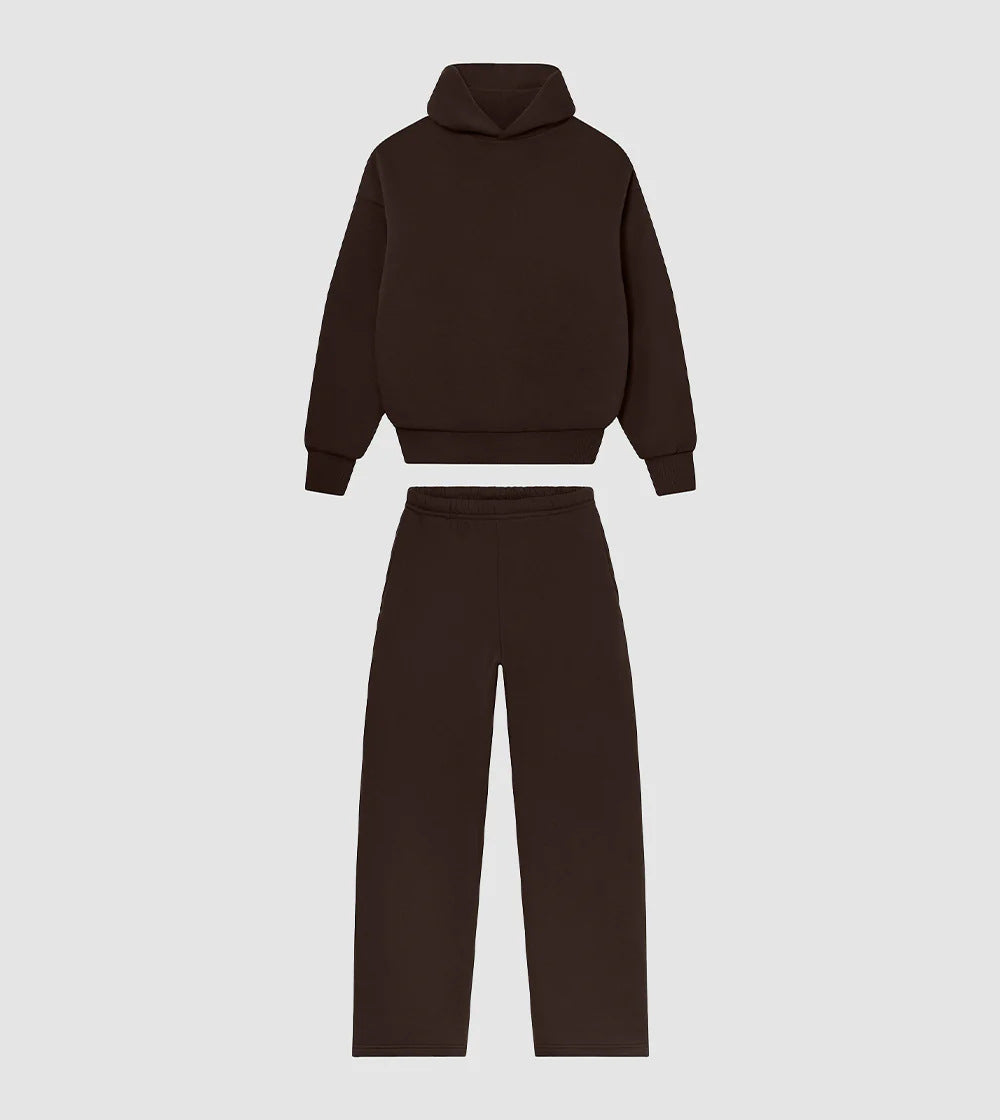 Unisex nan gemütliches Loungewear-Set mit hohem Rollkragen, relaxed-fit Sweatshirt und gerader Sweatpants EB