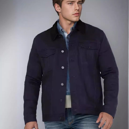 Herren Jeansjacke im klassischen Stil mit praktischen Taschen EB