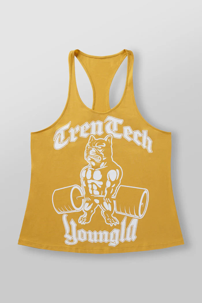 Herren nan figurbetontes Fitness-Tanktop mit Bulldoggen-Grafik und extra tiefen Armausschnitten EB