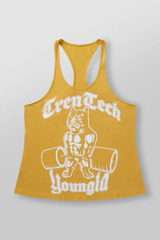 Herren nan figurbetontes Fitness-Tanktop mit Bulldoggen-Grafik und extra tiefen Armausschnitten EB