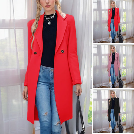 Damen eleganter Blazer-Mantel mit doppelter Knopfleiste EB