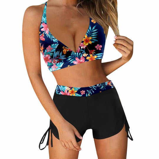 Damen Sportliches Bikini-Set mit modischem Hochbund und Seitenbindebändern EB