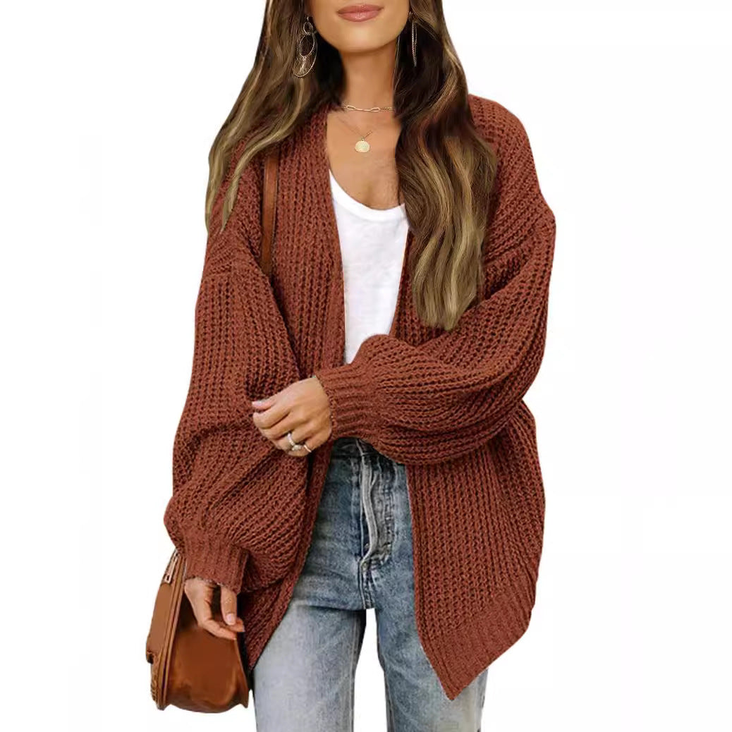 Damen Grob gestrickter Cardigan mit überschnittenen Schultern EB