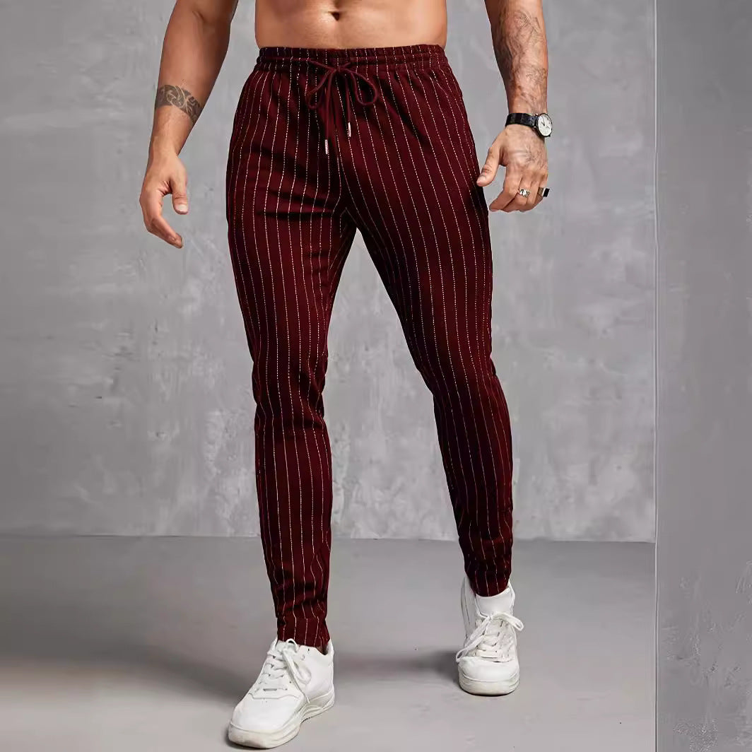 Herren moderne Lounge-Hose mit elastischem Bund und dekorativen Streifen EB