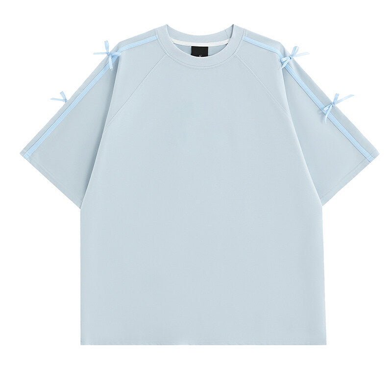 Damen Oversized T-Shirt mit dekorativen Bindebändern EB