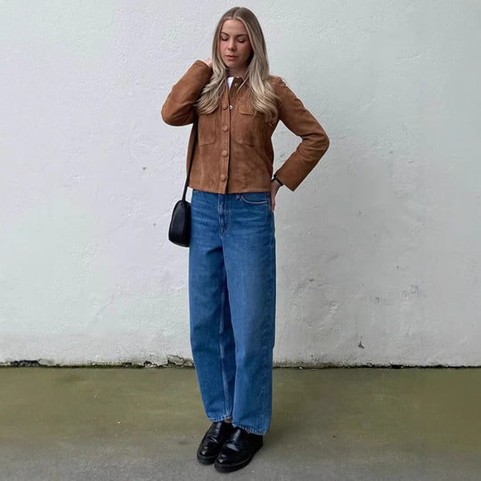 Damen Kunstlederjacke im modischen Oversized-Schnitt mit praktischen Taschen EB