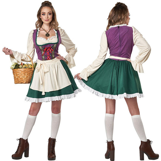 Damen Trachtenkleid mit romantischen Rüschendetails und elegantem Gürtel EB