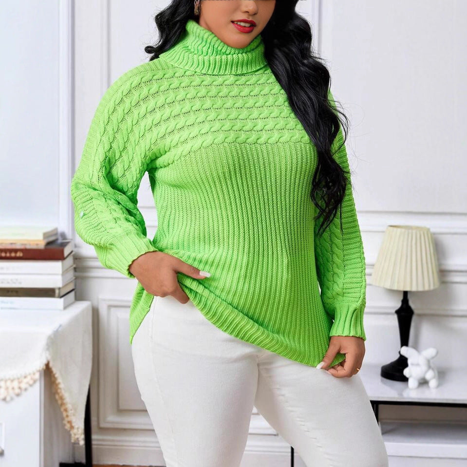 Damen Strickpullover mit hohem Kragen und strukturiertem Design EB