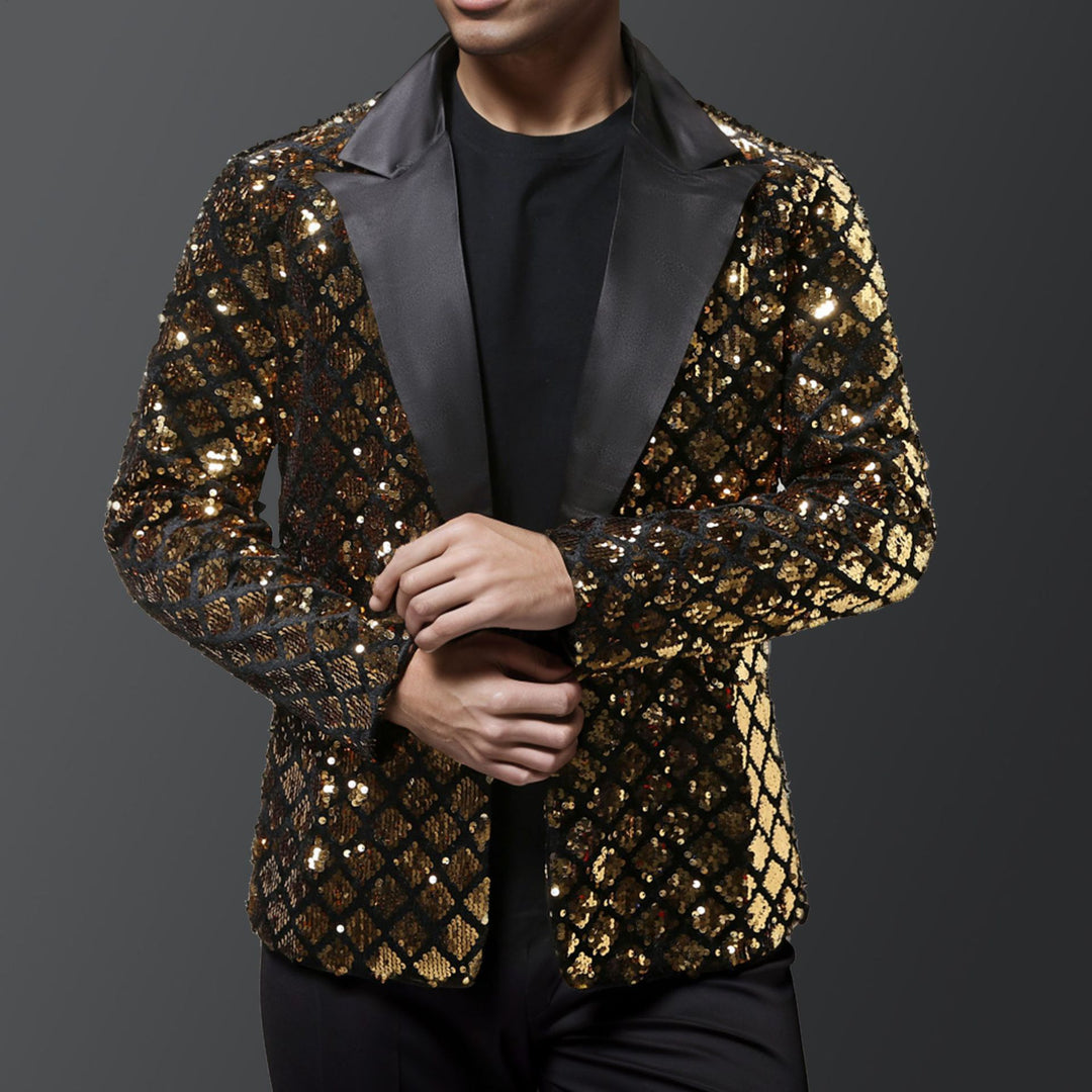 Herren eleganter Pailletten-Blazer mit luxuriösem Design EB