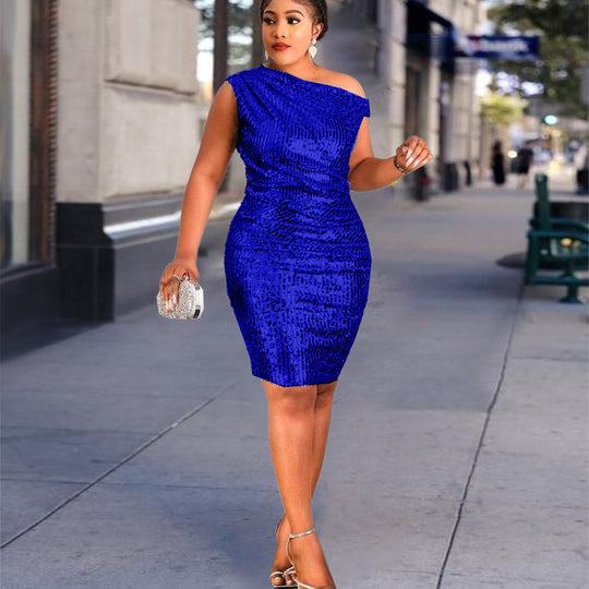 Damen Cocktailkleid mit asymmetrischem Design und elegantem Schimmer EB
