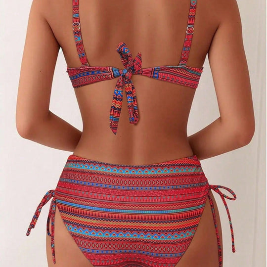 Damen Hochwertiger Bikini mit modischem Push-Up-Bra und hochgeschnittenem Unterteil EB