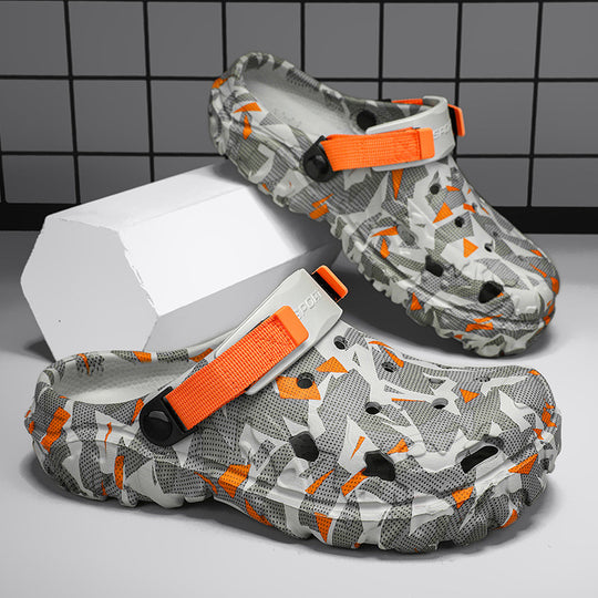 Damen modische Clogs mit einzigartigem grafischen Design und verstellbarem Riemen EB