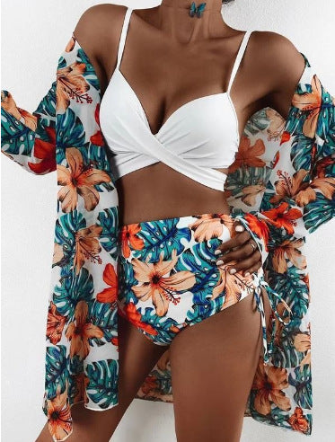 Damen Zweiteiliges Bikini-Set mit floralem Wickelüberwurf EB