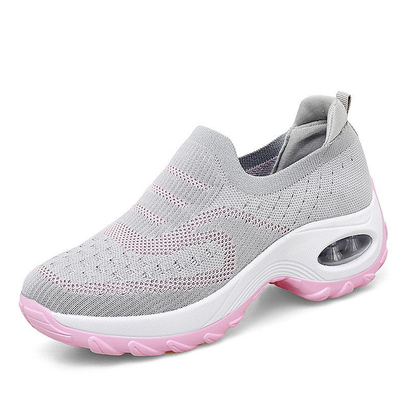 Damen bequeme Slip-On Sneakers mit elastischem Mesh-Obermaterial und luftgepolsterter Sohle EB