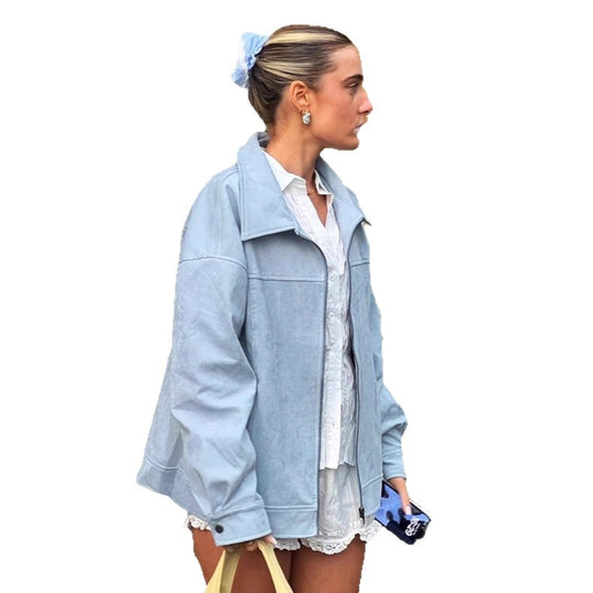 Damen elegante Kunstjacke mit modischen Akzenten EB