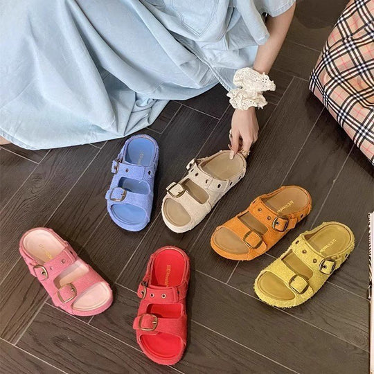 Damen bequeme Clogs mit verstellbarem Schnallenverschluss und weichem Innenfutter EB