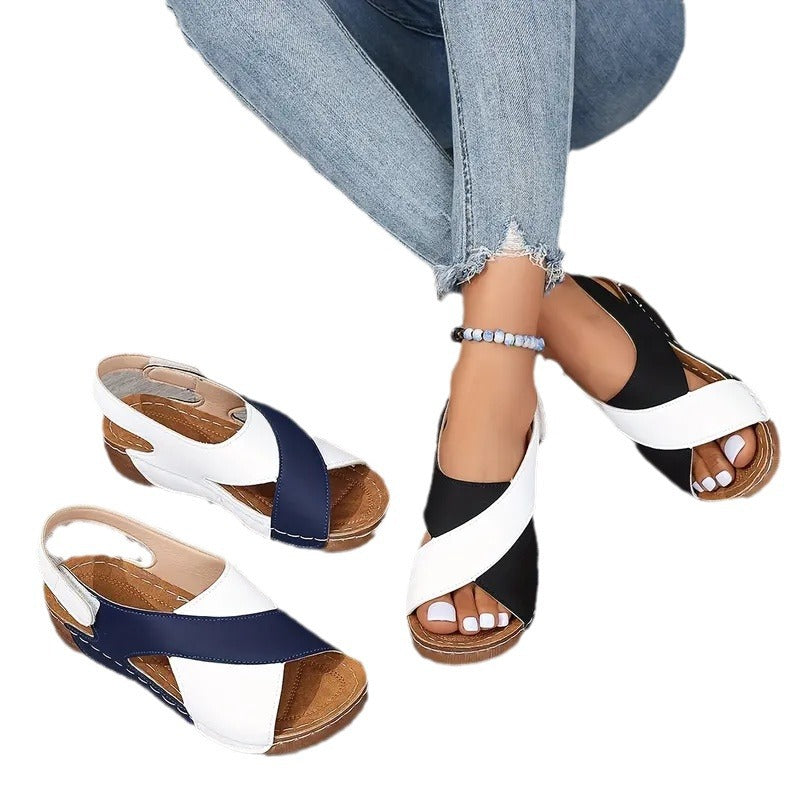 Damen Wedgesandalen mit modischem Kreuzriemen-Design und anatomischer Fußbettung EB