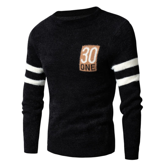 Herren Sportlicher Wollpullover mit strukturiertem Logo EB